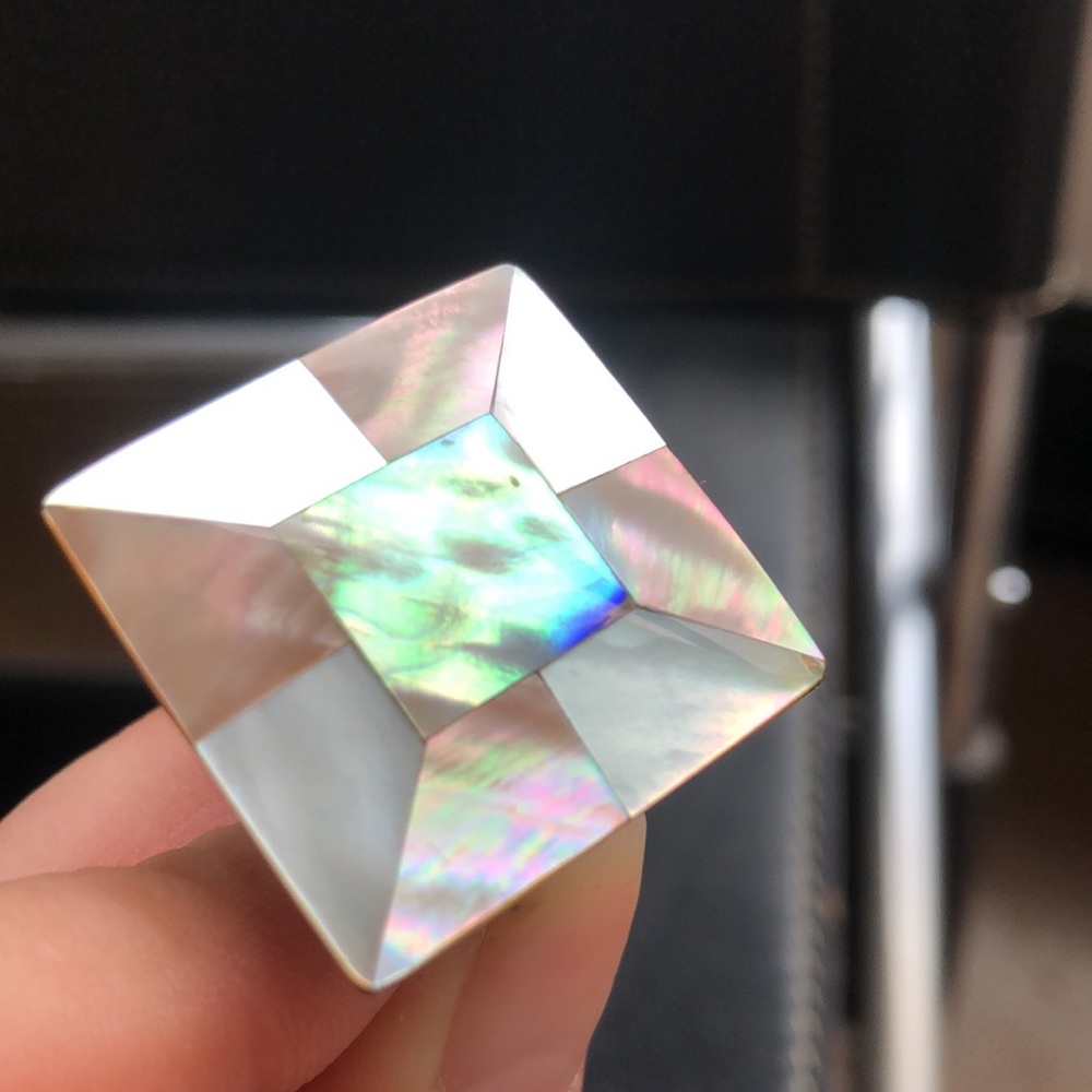 Antique mother of pearl square ring